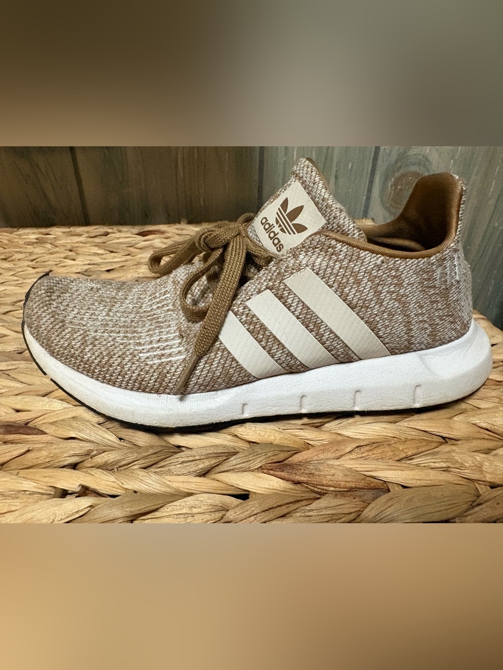 Adidas Knit Sneaker in Beige and White